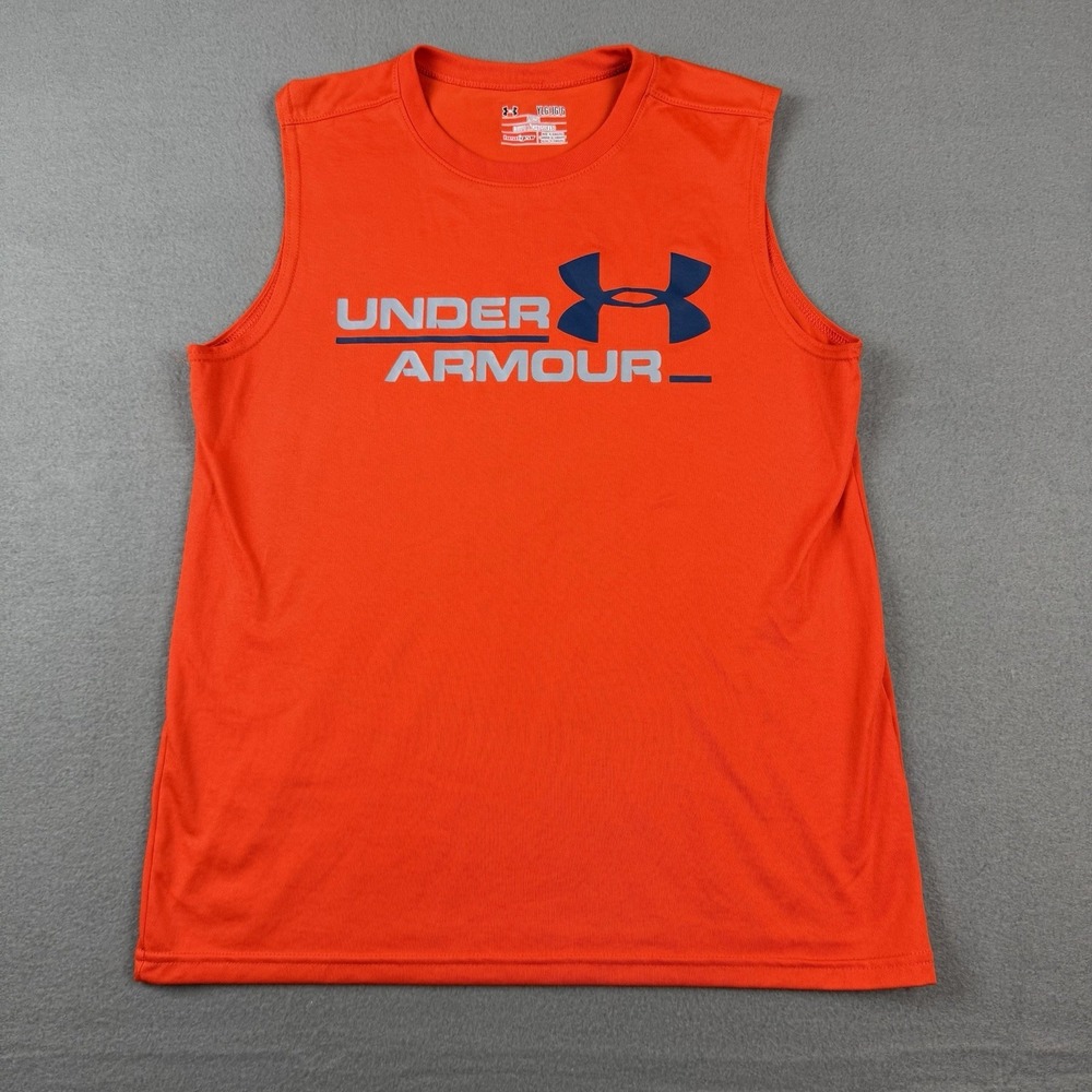 Under Armour Loose Heat Gear Muscle Shirt‎ Cut Off Orange YOUTH Large
